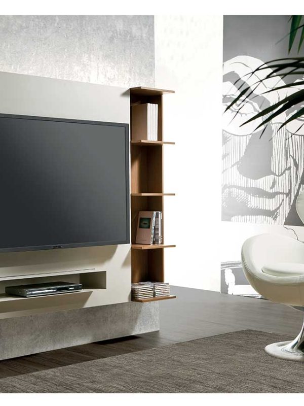 Ghost-porta-tv-orientabile-e-libreria-in-ambiente | Ghost-adjustable-tv-stand-and-bookcase-in-room