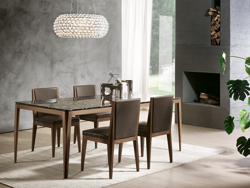 Cut: Tavolo da pranzo in legno massello piano legno o marmo | Cut: Dining table in solid wood with wooden or marble top