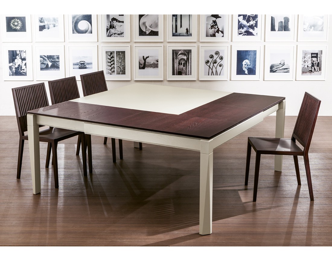 Plurimo: tavolo da pranzo piano legno dalla doppia apertura | Plurimo: wooden top dining table with double opening