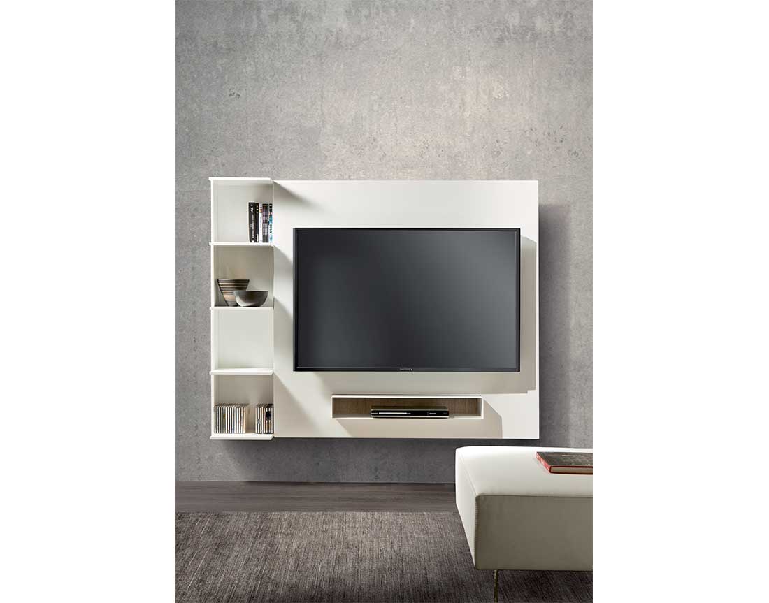 Ghost-porta-tv-orientabile-e-libreria-in-ambiente | Ghost-adjustable-tv-stand-and-bookcase-in-room 