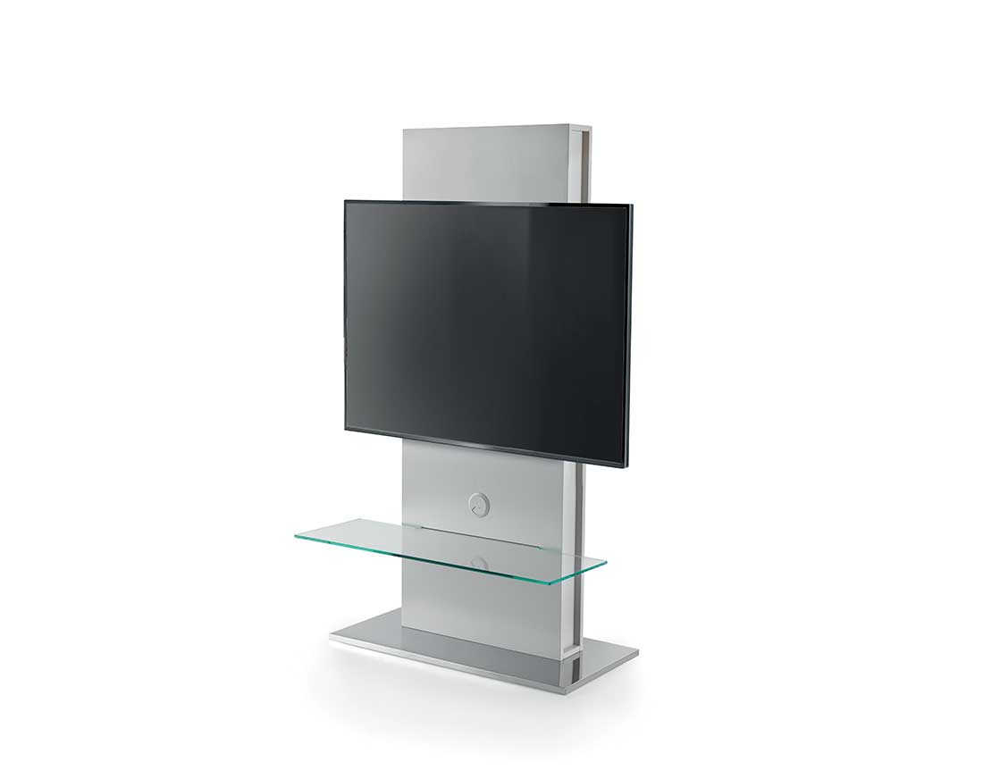Totem-elemento-porta-tv-con-base-rotante-a-360°-o-fissa-e-pannello-frontale-placcato-frassino-in-ambiente | Totem-TV-stand-element-with-360 °-rotating-or-fixed-base-and-ash-plated-front-panel-in-room 